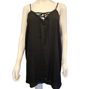 Mimi Chica Sheath Black V-Neck Spaghetti Strap Mini Dress Size L